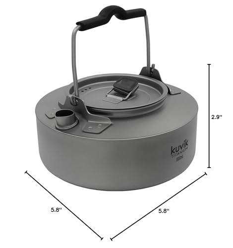 Kuvik Titanium Kettle 600ml (20.3 oz) - Ultralight and Compact Kettle for Backpacking, Camping, and Home
