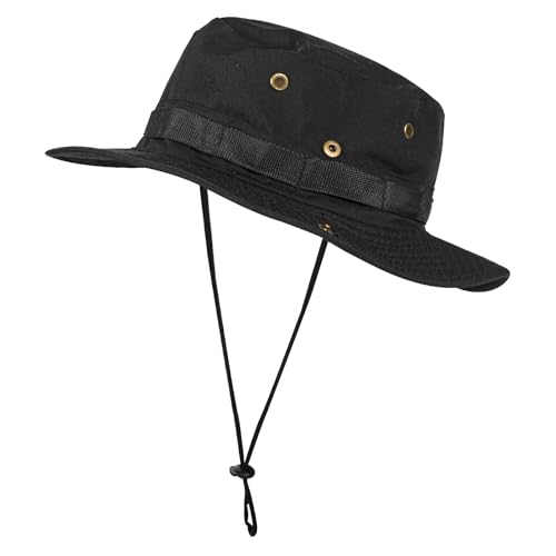 Rosoz Sun Hats for Men and Women Bucket Hat UPF Protection Wide Brim 1 Pack - Black