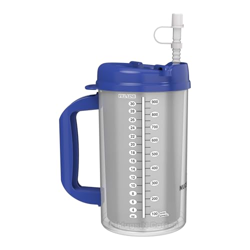32 oz Travel Mug with Leak-Resistant Lid & Straw - Double Wall Insulated, BPA-Free, Large Handle, Blue