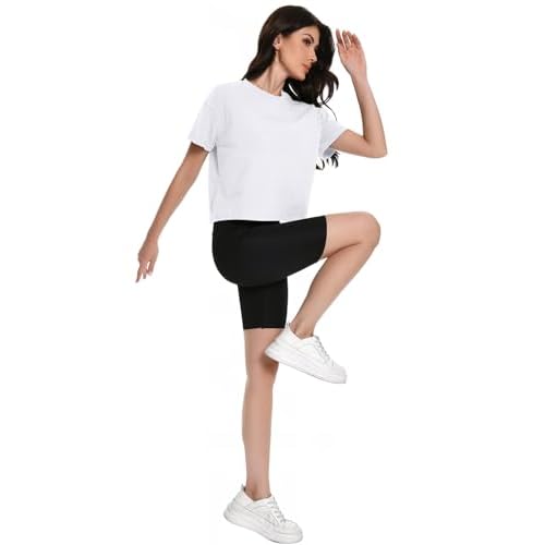 Workout Crop Tops Oversized Tshirts for Women Drop Shoulder Cotton Short Sleeve Tees Boxy Yoga Shirts 2025