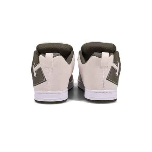 DC Men's Court Graffik Skate Shoe, White/Olive, 9