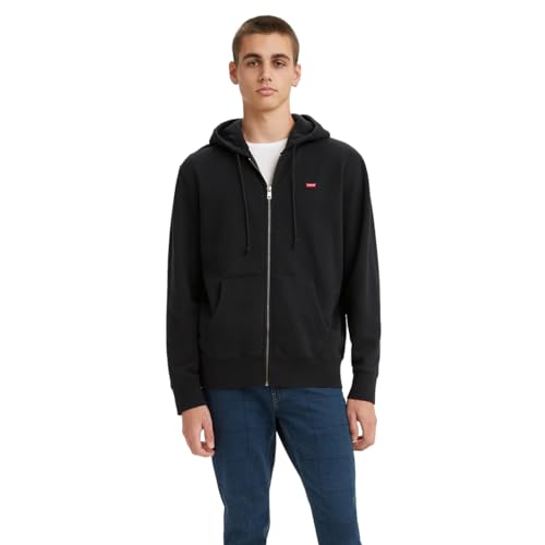 Men's Zip Up Hoodie with Supersoft Fleece - Medium Jet Black