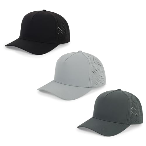 Quick Dry Baseball Cap Snapback Trucker Golf Hat for Men Women - One Size Black Gray Dark Gray