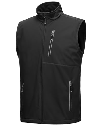 Men's Windproof Lightweight Golf Vest Outerwear - Large, Black