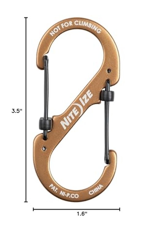 Nite Ize S-Biner SlideLock Aluminum - Durable Dual Carabiner - Locking Aluminum S-Biner - Secure Keys & Gear with Lockable Carabiner - Size 4, Coyote (4 Pack)