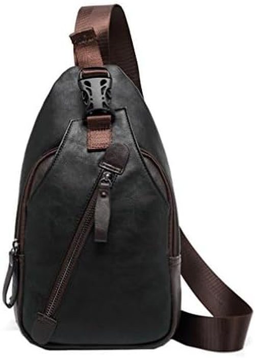Hebetag Leather Sling Bag Crossbody Backpack for Men Women Travel Outdoor Camping