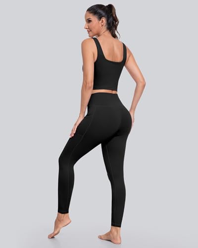 Large Pack of Black High-Waisted Pockets Leggings for Women - Tummy Control Workout Yoga Pants