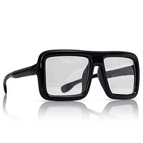 Skeleteen Black Oversized Thick Glasses ? Shiny Square Frame Old Man Nerd Costume Accessory Clear Lens Spectacles for Adults and Children