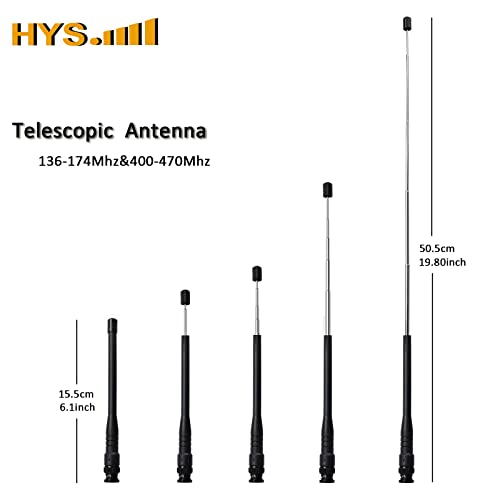 Telescopic Dual-Band VHF UHF Antenna for Handheld Two-Way Radios - 6.1Inch-19.8Inch Retractable