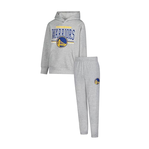 NBA Youth Hoodie Sweatshirt and Joggers Set - Golden State Warriors, Heather Gray, Size 10-12