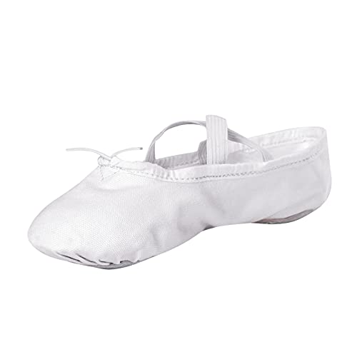 Girls Ballet Shoes Canvas Split Sole Dance Slippers - White 7 Toddler - Stelle
