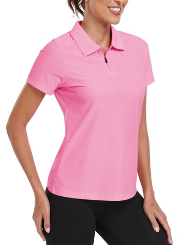 Women's Golf Polo Shirt Short Sleeve UPF 50+ Collared 1/4 Zip Tennis Top - Lightweight Cooling Athletic Shirt