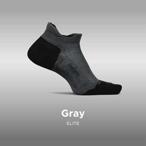 Feetures Elite Max Cushion No Show Tab Ankle Socks - Small, Gray - 1 Pair