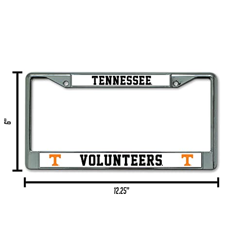 NCAA Tennessee Volunteers 12x6 Chrome License Plate Frame with Logo Inserts - Car Accessory