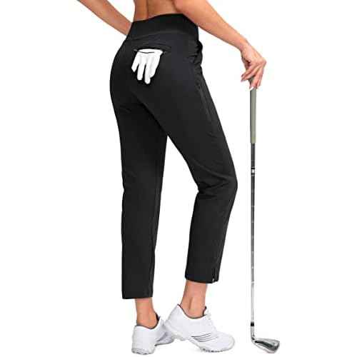 YYV Women's Golf Pants Stretch Work Ankle Pants High Waist Dress Pants with Pockets for Yoga Business Travel Casual