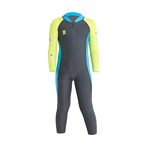 Toddler Girl Long-Sleeve Swimsuit One Piece Rash Guard UPF 50+ Bathing Suit - Gray 2-3T