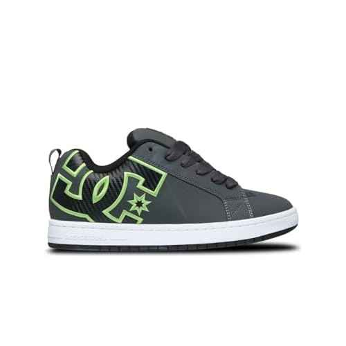 DC Men's Court Graffik Skate Sneaker Shoe, Grey/Black/Green, 7