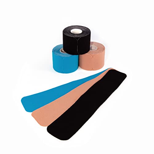 Pre-Cut Multicolored Kinesiology Tapes Set - Waterproof Skin-Friendly Support - 3 Rolls, 20 Strips