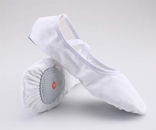 Women Canvas Ballet Slippers Dance Shoes - White Band, Adult