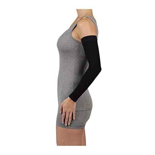 Juzo Dynamic Varin 3511 20-30mmhg Max Armsleeve with Silicone Top Band for Women, Black, 2 (II) Long