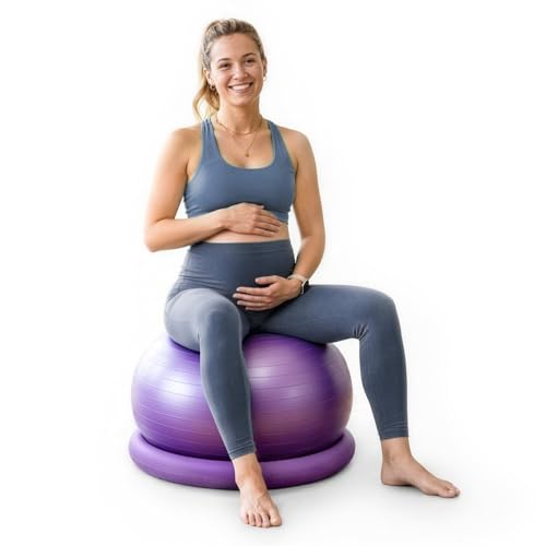 26-Inch Anti-Burst Pregnancy Exercise Ball with Non-Slip Base BPA-Free PVC
