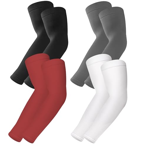 UV Sun Protection Arm Sleeves Set with 4 Colors - UPF 50+ Cooling Compression for Men Women Teens