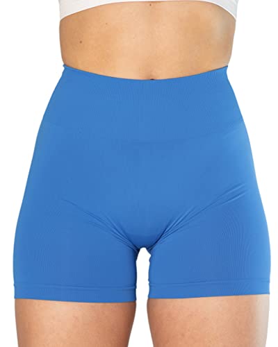 AUROLA Dream Collection Women Workout Shorts High Waist Gym Shorts Scrunch Butt Seamless Athletic Shorts - Diva Blue XL