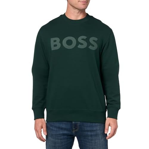 BOSS Men's Bold Logo French Terry Crew Neck Sweatshirt