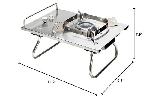 ALOCS Camping Stove, 5500KW Portable Stove with Adjustable Burners, Foldable Table IGT Stove, Gas Camp Stove Propane Burners for Outdoor Cooking,Hiking, Camping, Emergency