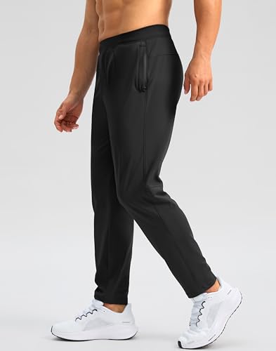 Men's Athletic Sweatpants with Zipper Pockets - Stretch Golf Workout Pants, 30-34 Inch Inseam