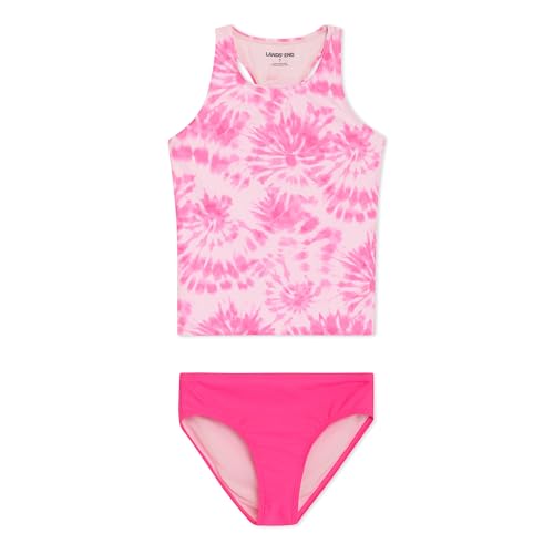 Girls' UPF 50+ Pink Gold X-Large Swim Bikini Bottom & Racerback Tankini Set