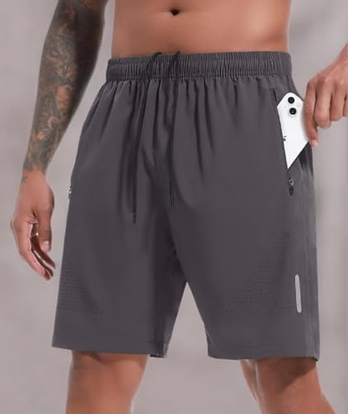 UUMIAER Men's Gym Shorts 7 inch Athletic Short Quick Dry Running Shorts Lightweight Workout Short with Pockets Grey