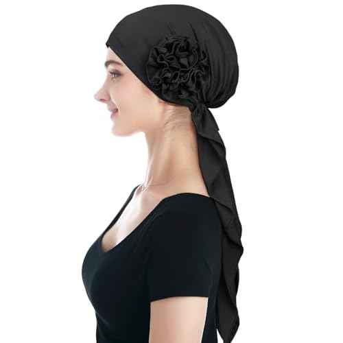 Pretied Head Scarves for Women Featuring Long Tail Finish Made of Stretchy Viscose