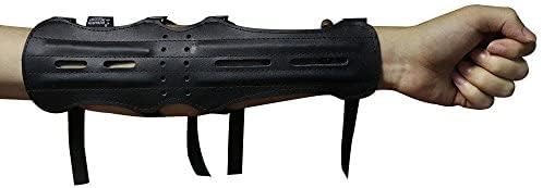 Archery Leather Arm Guard Long 4 Straps Forearm Protective Gear Hunting Arrow Bow