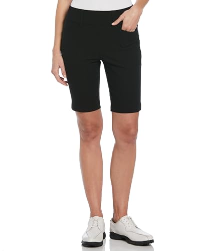 Women's 9.5 Inch Pull-On Golf Shorts with Tummy Control - Black, Medium
