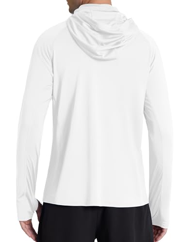 Roadbox Men's UPF 50+ Long Sleeve Sun Protection Hoodie - Large White