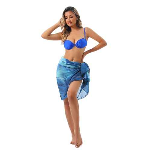 Womens Beach Sarongs Chiffon Printed Cover Ups Pareo Sheer Bikini Swimsuit Wraps for Swimwear