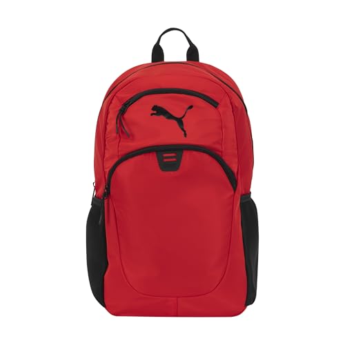 PUMA Women's Poppy Backpack in Memory Cloth with Laptop Sleeve & Water Bottle Pocket - Red