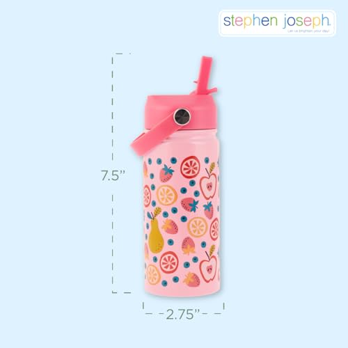 Farm Pattern Insulated Stainless Steel Water Bottle with Straw & Handle - 14oz BPA-Free