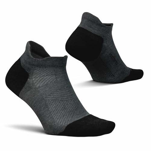 Feetures Elite Max Cushion No Show Tab Ankle Socks - Small, Gray - 1 Pair