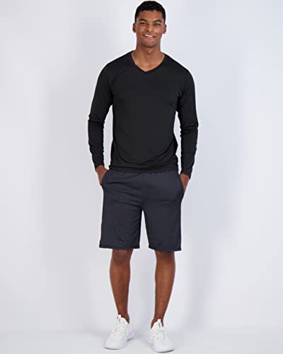 Men's Dry Fit Long Sleeve V-Neck T-Shirts Set 4X Tall Athletic Workout Gym Tees