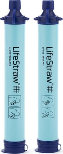 LifeStraw Personal Water Filter 2 Pack for Hiking Travel Emergency Blue