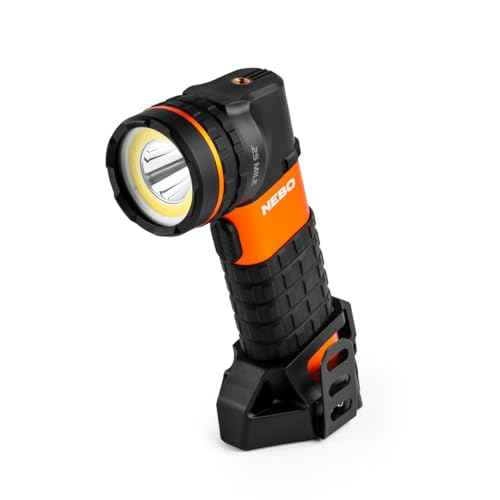 NEBO Master Series SL25 Rechargeable Spotlight & Floodlight | 600 Lumens, 10.5 Hour Run Time, 1/4 Mile Beam Flashlight, Waterproof, Powerful Magnetic Base, Includes Charging Cable