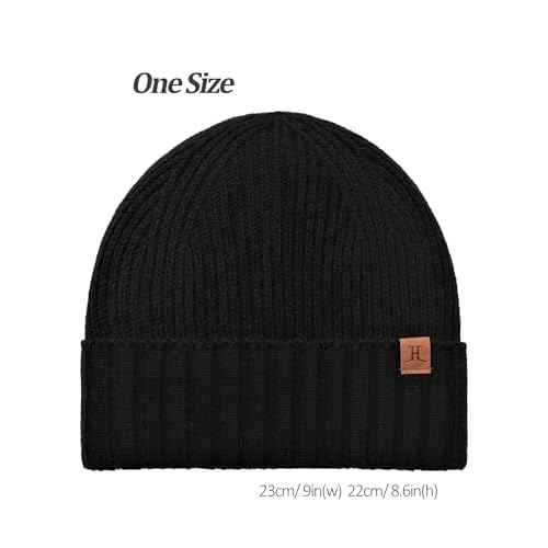 Winter Beanies Hats for Men, Knit Fleece Beanie Skull Caps, Mens Toboggans Ribbed Cuffed Stocking Hat