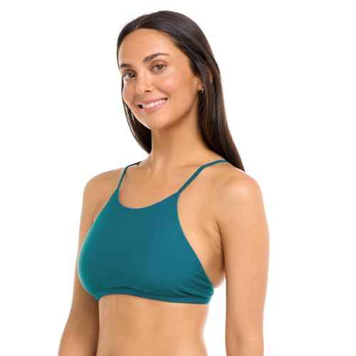 Body Glove Women's Standard Smoothies Alesha Solid High Neck Bikini Top Swimsuit with Adjustable 2-Way Back Detail