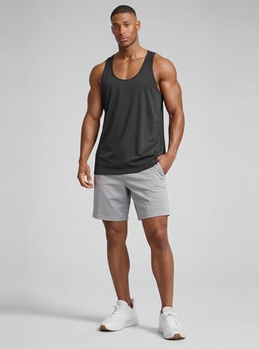 Men's Workout Tank Top - Grey Medium - Sleeveless Muscle Bodybuilding Shirt