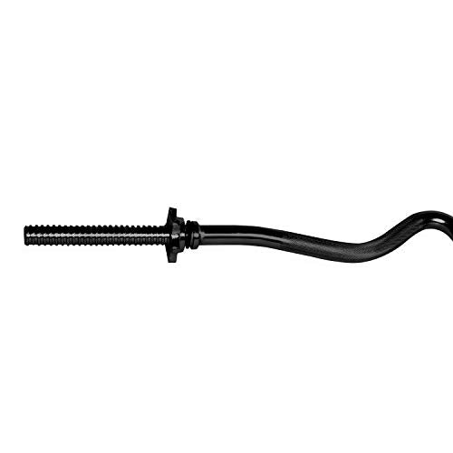 48-Inch Solid Steel Threaded Curl Bar for Weightlifting - Black