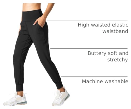 High Waisted Women's Joggers with Pockets - Loose Fit Yoga Pants for Workout & Lounge