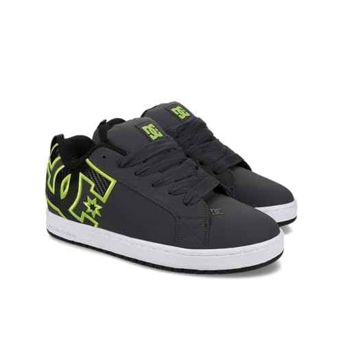 DC Men's Court Graffik Skate Sneaker Shoe, Grey/Black/Green, 9.5