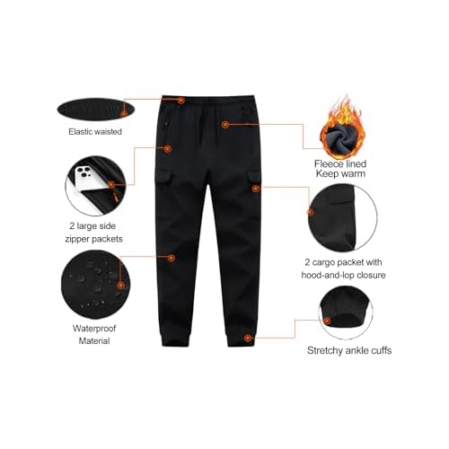 Boys Girls Snow Pants Waterproof Fleece Lined Ski Pants Kids Winter Hiking Pants
